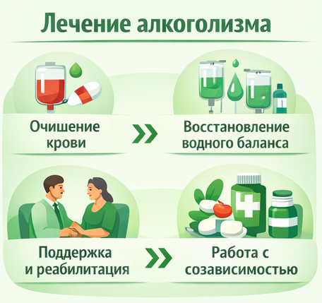 лечение алкоголизма в Шумерле этапы
